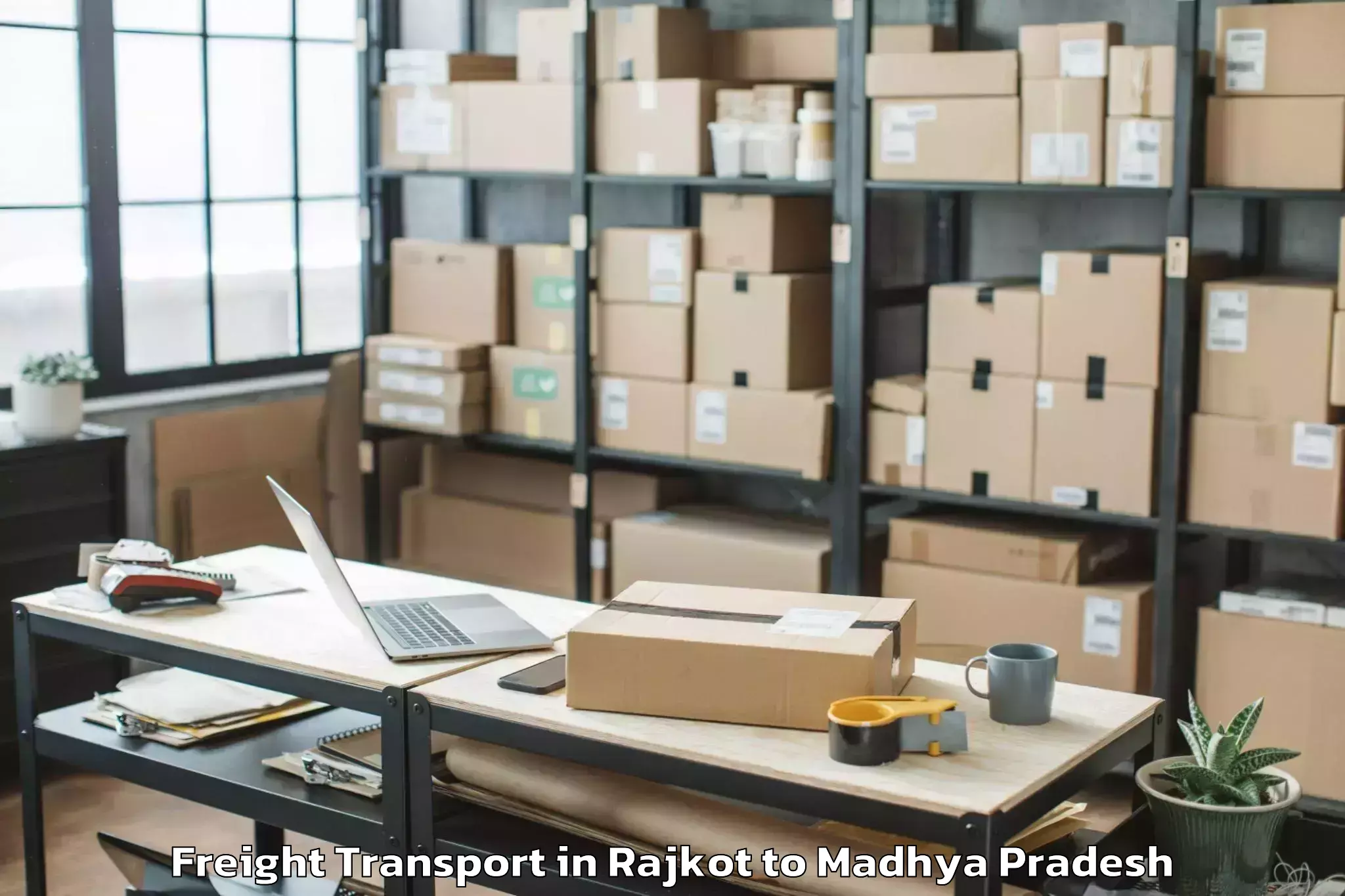 Book Rajkot to Dhana Freight Transport Online